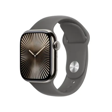 Apple Watch 10 Cellular 42mm Natural Titanium Case Stone Grey Sport M L