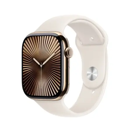 Apple Watch 10 Cellular 46mm Gold Titanium Case Starlight Sport S M